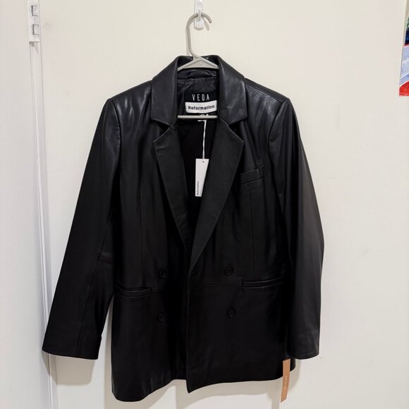 Reformation Veda Dalia Relaxed Leather Blazer - Picture 6 of 6